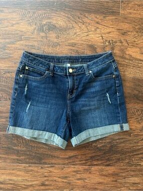 Jennifer Lopez Boyfriend Denim Shorts Size 6 Cuffed Distressed Blue